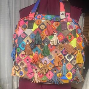 Genuine, leather Patchwork Tote Bag